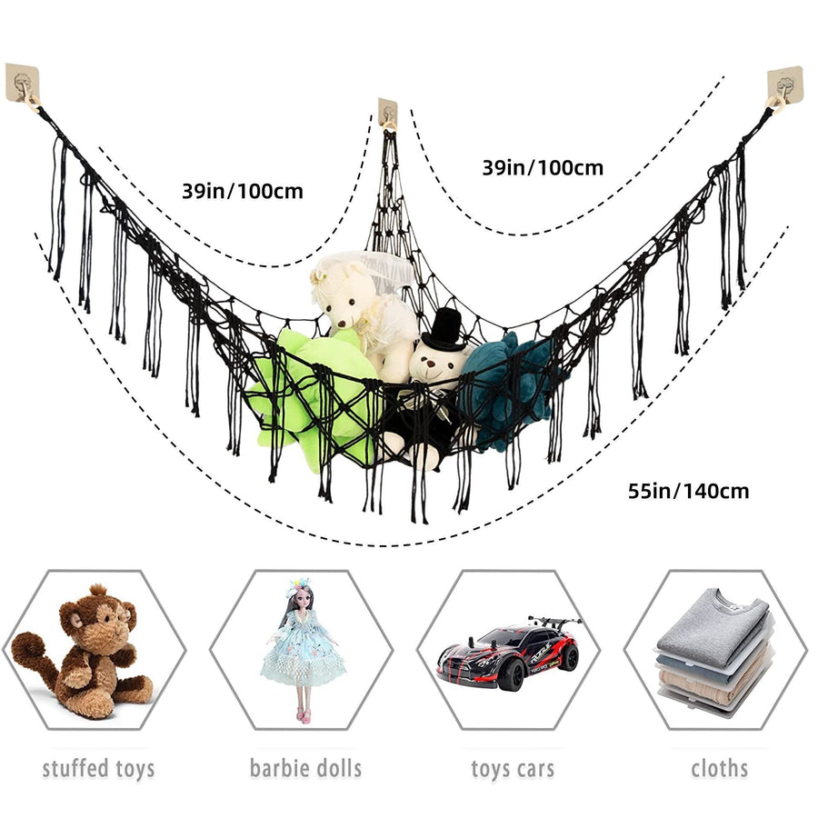 Triangle Toy Storage Net Hammock, Simple Black