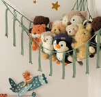 Triangle Toy Storage Net Hammock, Grey With Octagonal Beads