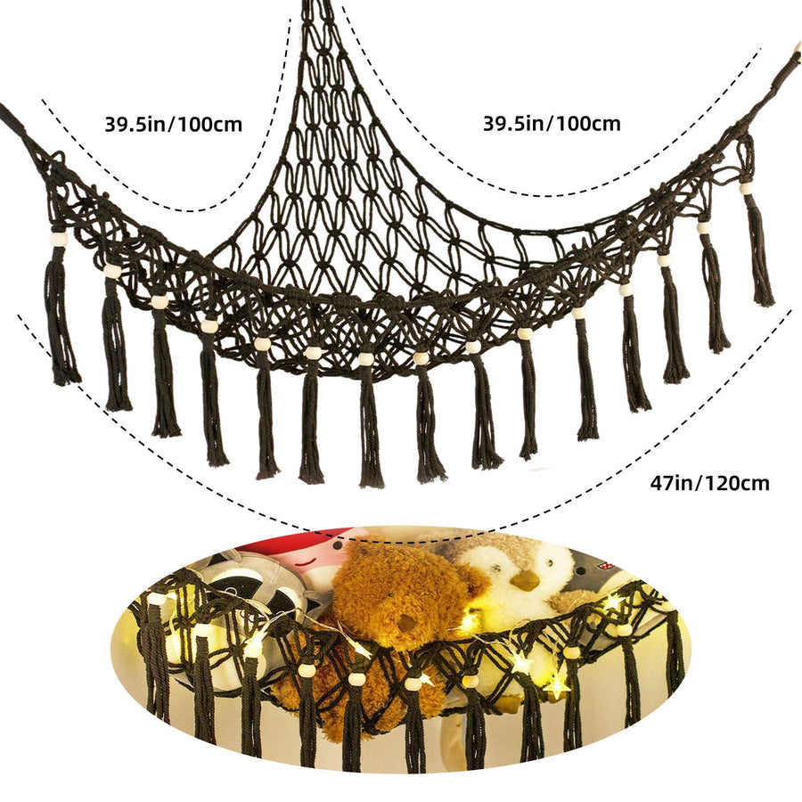 Triangle Toy Storage Net Hammock, Black Tassel