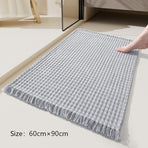Tassel Woven Bath Mat, Grey, 60×90cm