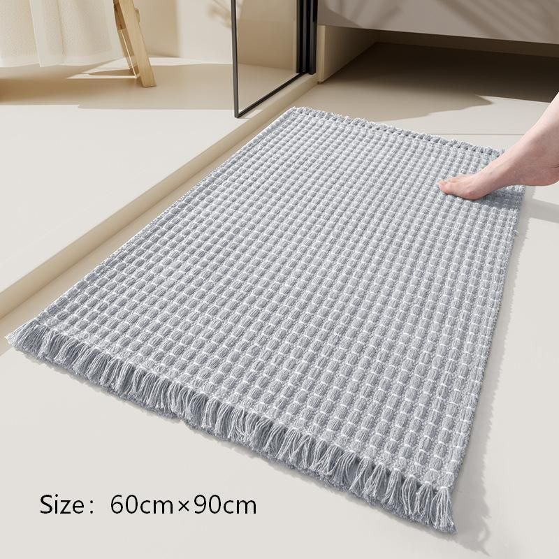 Tassel Woven Bath Mat, Grey, 60×90cm