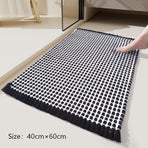 Tassel Woven Bath Mat, Black, 40×60cm