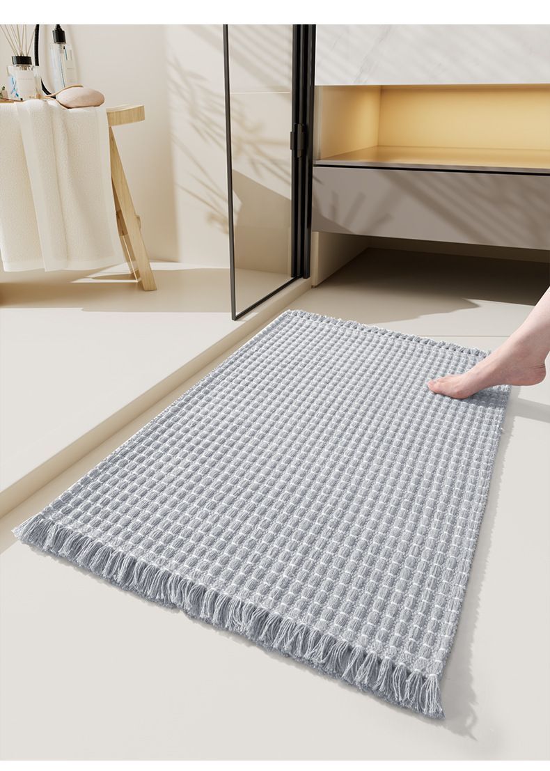 Tassel Woven Bath Mat, Black, 60×90cm