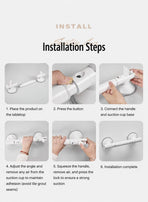 Extended White Suction Grab Bar
