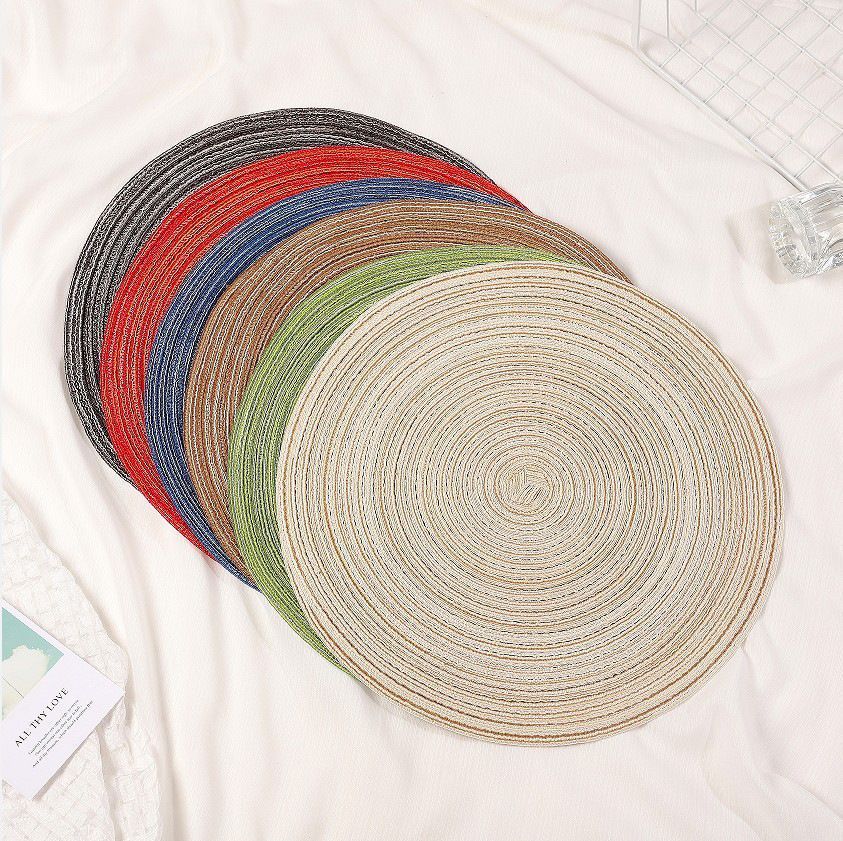 6pcs Round Heat-Resistant Placemat, Red, 38cm