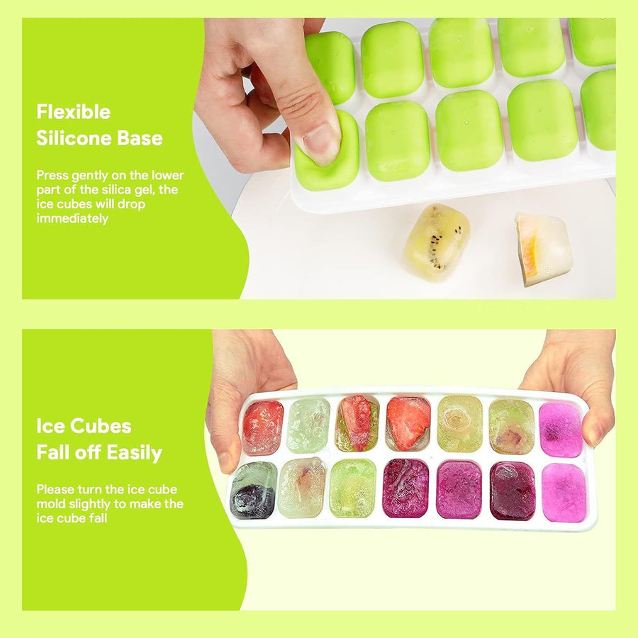 14 Grid Square Silicone Ice Tray, 4 Colors Soft Bottom Ice Making Mold