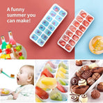 14 Grid Square Silicone Ice Tray, 4 Colors Soft Bottom Ice Making Mold