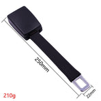 Car Seat Belt Extender 20cm, 304 Stainless Steel, ABS Shell, Seat Belt Clip — Black