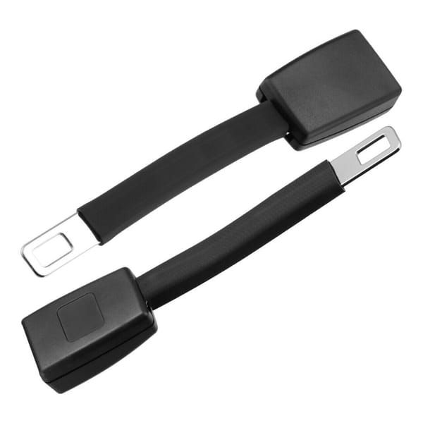 Car Seat Belt Extender 20cm, 304 Stainless Steel, ABS Shell, Seat Belt Clip — Black