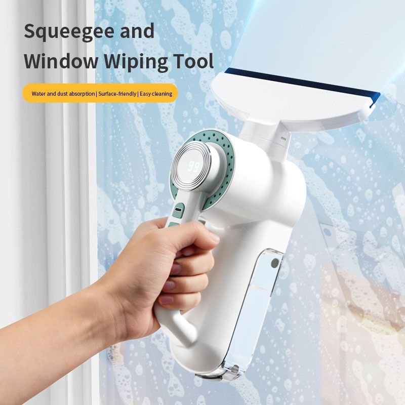 Electric Glass Scraper, 1200Pa Suction, Spray, Window Cleaner, Multi-Surface, Home Cleaning.(silver)