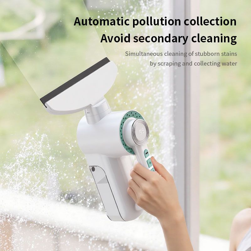 Electric Glass Scraper, 1200Pa Suction, Spray, Window Cleaner, Multi-Surface, Home Cleaning.(silver)