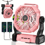 PINK 2-in-1 Portable Fan & Light, Quiet & Cool for Outdoor Use