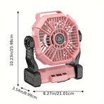 PINK 2-in-1 Portable Fan & Light, Quiet & Cool for Outdoor Use