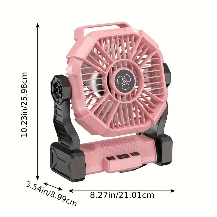 PINK 2-in-1 Portable Fan & Light, Quiet & Cool for Outdoor Use