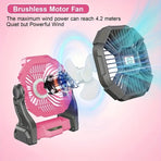 PINK 2-in-1 Portable Fan & Light, Quiet & Cool for Outdoor Use