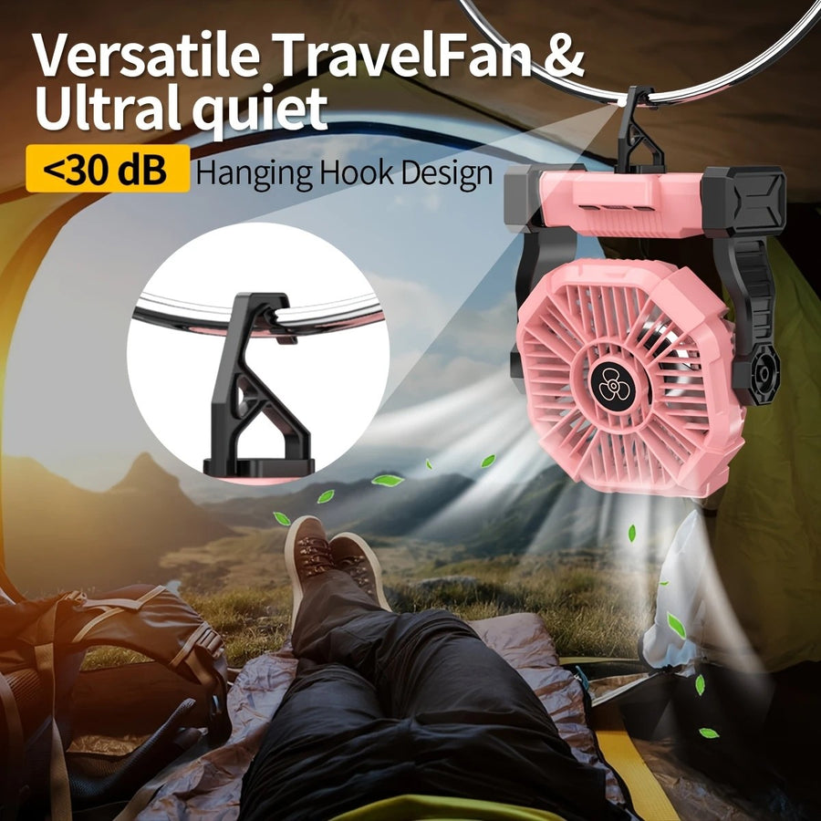 GREEN 2-in-1 Portable Fan & Light, Quiet & Cool for Outdoor Use