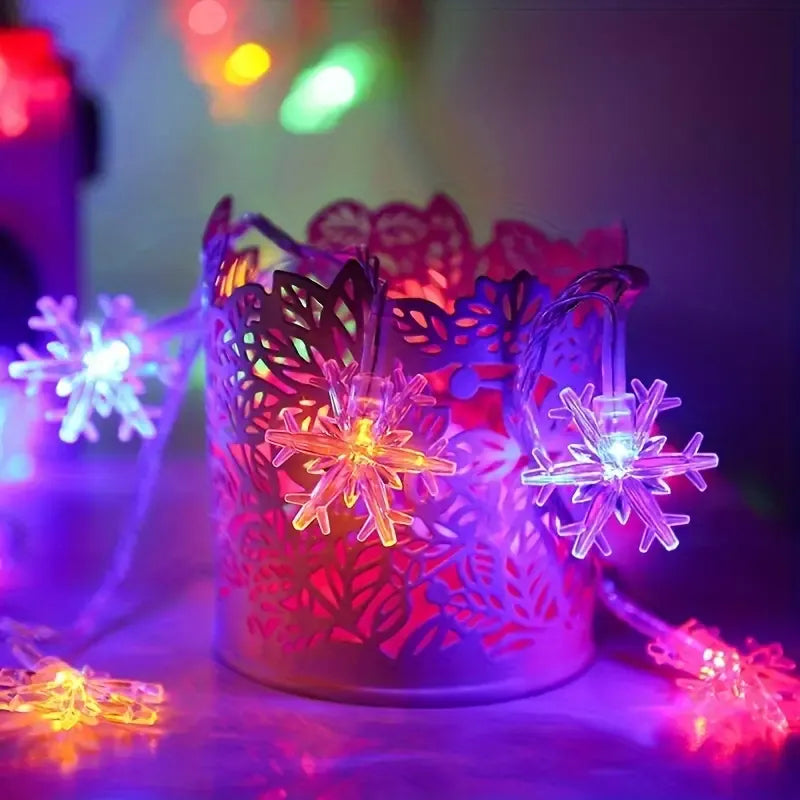 USB-Powered Snowflake String Lights – Soft Multicolor Glow, Crystal Clear, Waterproof & Durable, Brighten Up Parties & Cozy Winter Vibes. (Multicolor, USB-Powered, 6m/40 LEDs, Steady On)