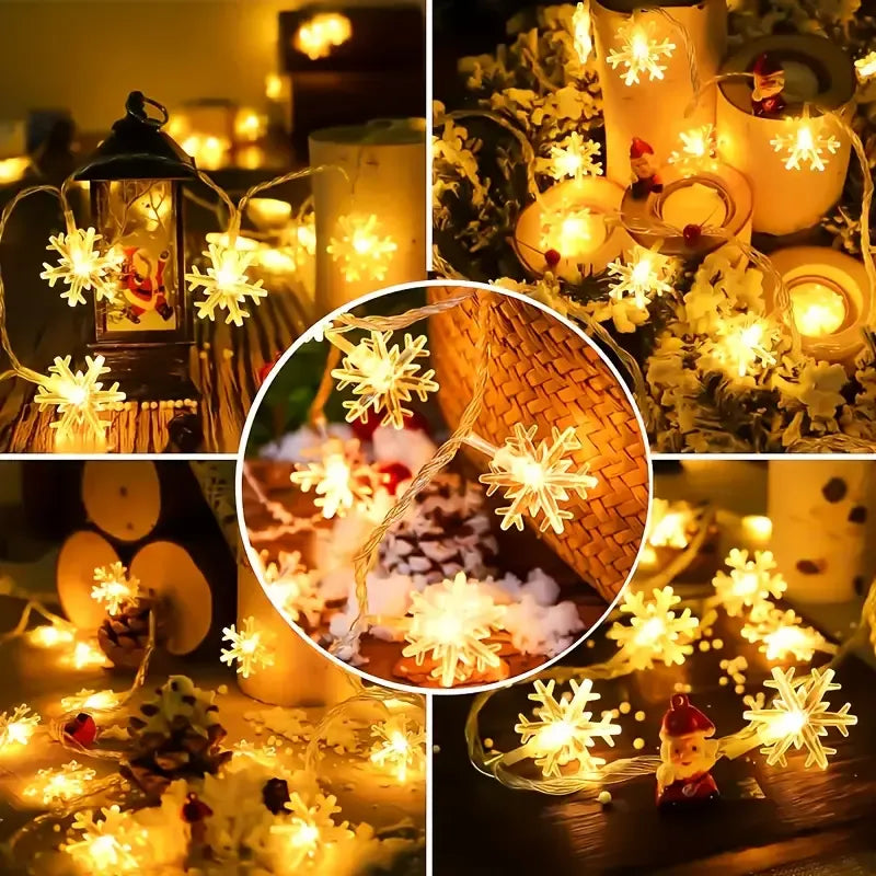 USB-Powered Snowflake String Lights – Soft Multicolor Glow, Crystal Clear, Waterproof & Durable, Brighten Up Parties & Cozy Winter Vibes. (Multicolor, USB-Powered, 6m/40 LEDs, Steady On)