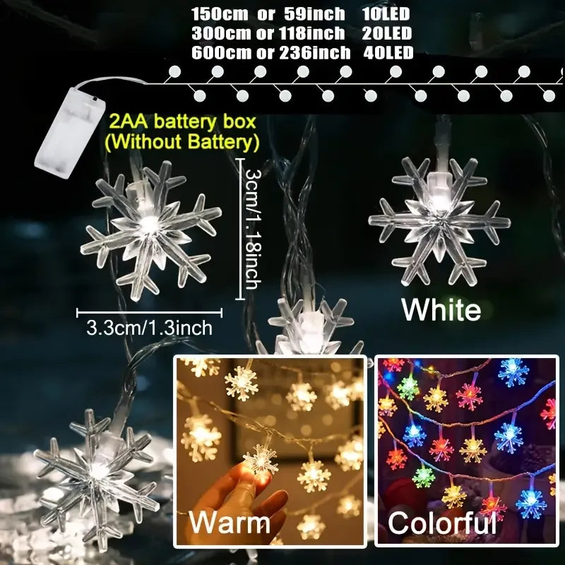 USB-Powered Snowflake String Lights – Soft Multicolor Glow, Crystal Clear, Waterproof & Durable, Brighten Up Parties & Cozy Winter Vibes. (Multicolor, USB-Powered, 6m/40 LEDs, Steady On)