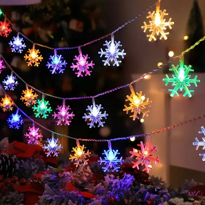 USB-Powered Snowflake String Lights – Soft Multicolor Glow, Crystal Clear, Waterproof & Durable, Brighten Up Parties & Cozy Winter Vibes. (Multicolor, USB-Powered, 6m/40 LEDs, Steady On)