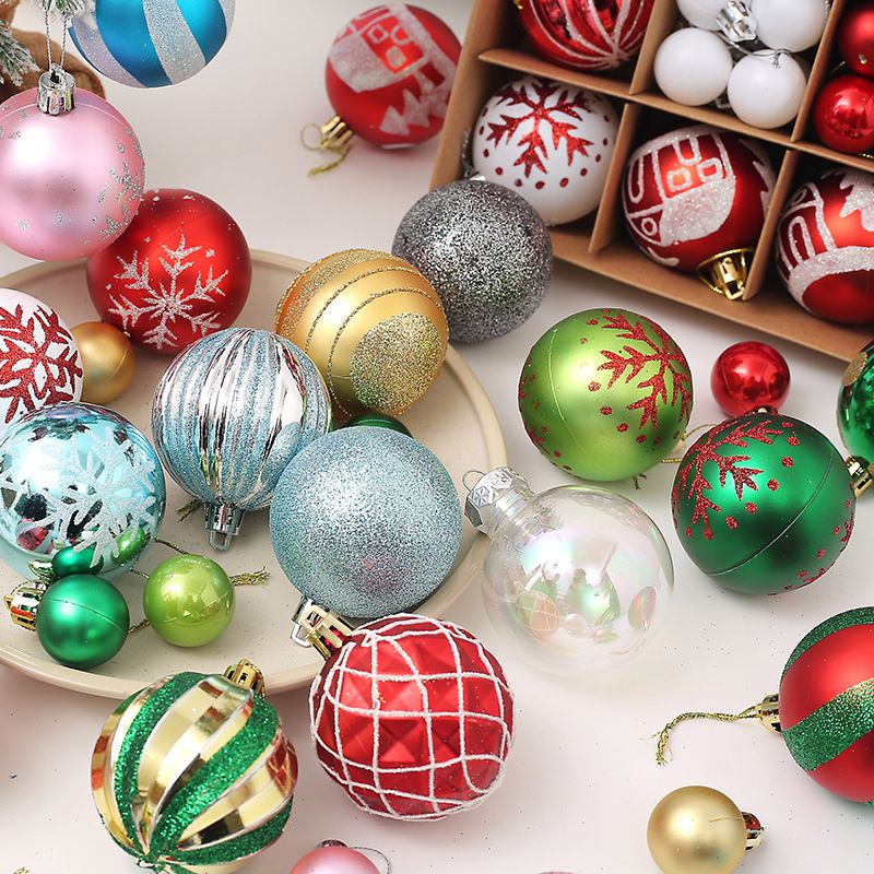 Light Luxury Plastic Christmas Ball Set | Exquisite Patterns Sparkle for the Holidays, Versatile Colors Brighten Your Home./616-50 silvery white