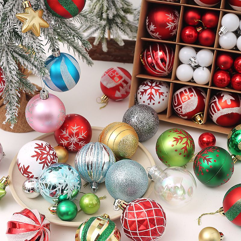 Light Luxury Plastic Christmas Ball Set | Exquisite Patterns Sparkle for the Holidays, Versatile Colors Brighten Your Home./616-50 silvery white