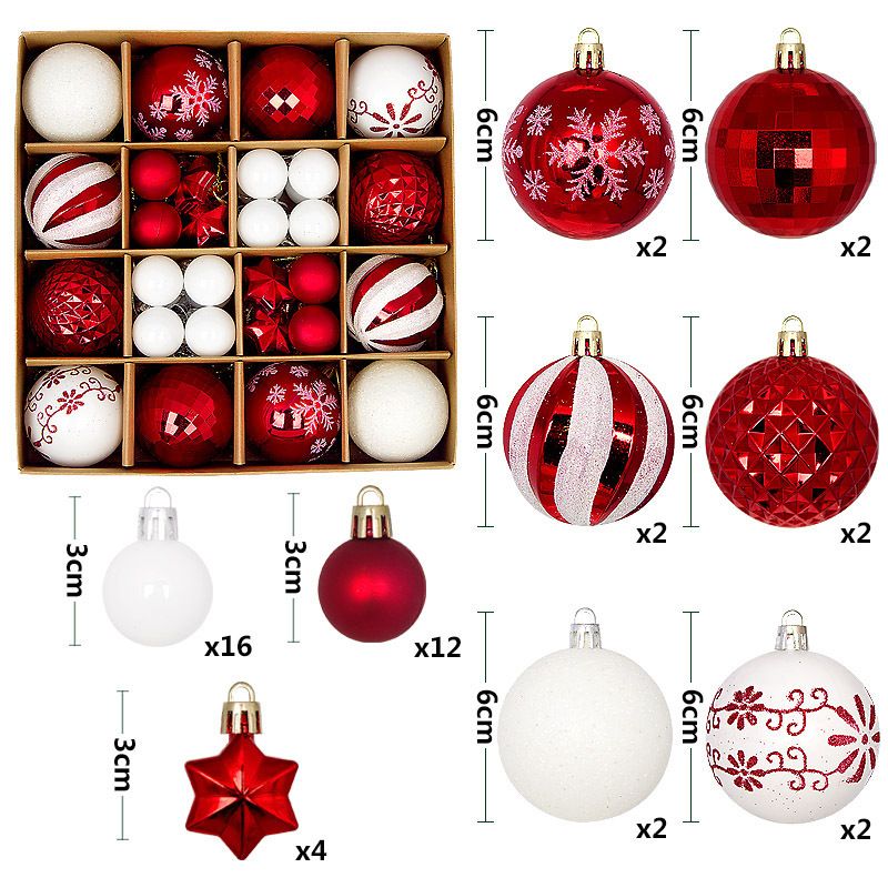 Light Luxury Plastic Christmas Ball Set | Exquisite Patterns Sparkle for the Holidays, Versatile Colors Brighten Your Home./616-50 silvery white
