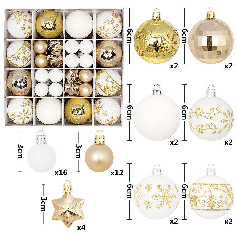 Light Luxury Plastic Christmas Ball Set | Exquisite Patterns Sparkle for the Holidays, Versatile Colors Brighten Your Home./616-50 silvery white