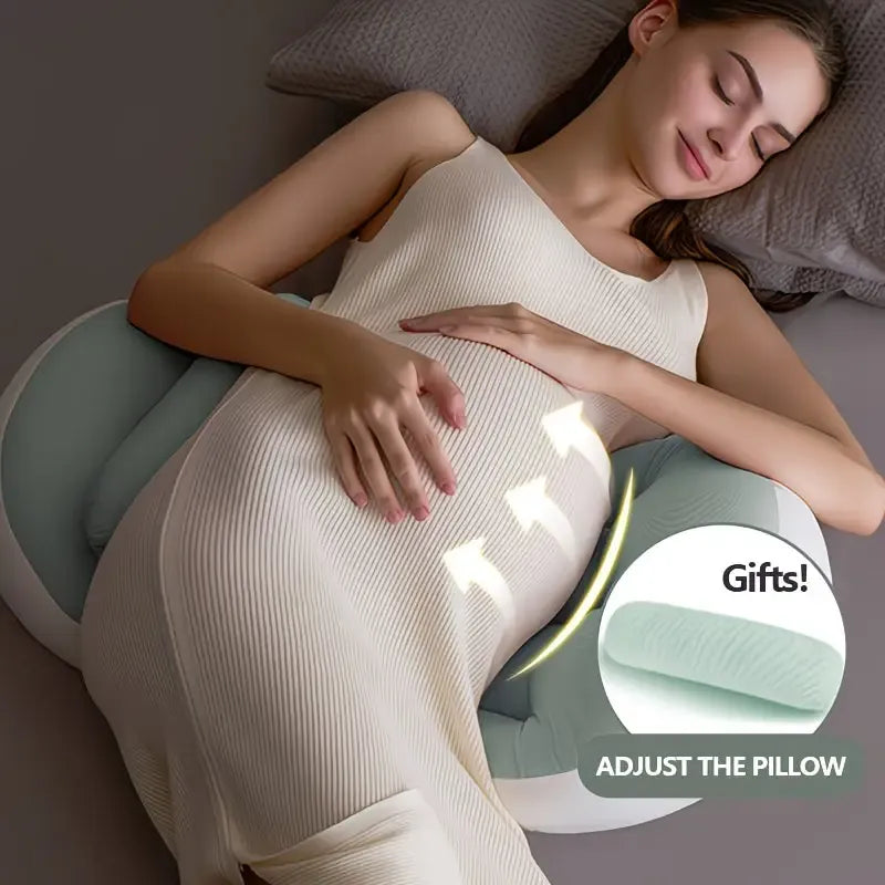 Pregnancy Belly & Back Support Pillow, Adjustable & Fully Machine Washable, High Elasticity & Long-Lasting Shape, Relieves Aches and Pains During Pregnancy./Sunlight green