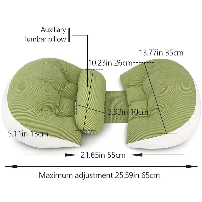 Pregnancy Belly & Back Support Pillow, Adjustable & Fully Machine Washable, High Elasticity & Long-Lasting Shape, Relieves Aches and Pains During Pregnancy./Sunlight green
