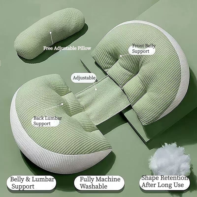Pregnancy Belly & Back Support Pillow, Adjustable & Fully Machine Washable, High Elasticity & Long-Lasting Shape, Relieves Aches and Pains During Pregnancy./Sunlight green