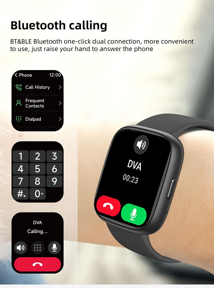Smartwatch Voice Assistant Bluetooth Calling Health Monitoring Step Tracking  Message Alerts/blue