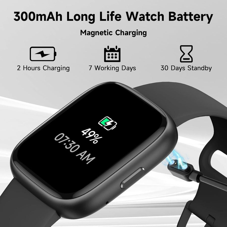 Smartwatch Voice Assistant Bluetooth Calling Health Monitoring Step Tracking  Message Alerts/blue
