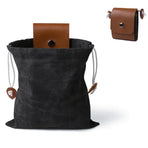 Canvas Foraging Bag Outdoor Fruit Picking Pouch Waist Pack Bushcraft Tool Bag PU Leather Lightweight Foldable Organizer/black