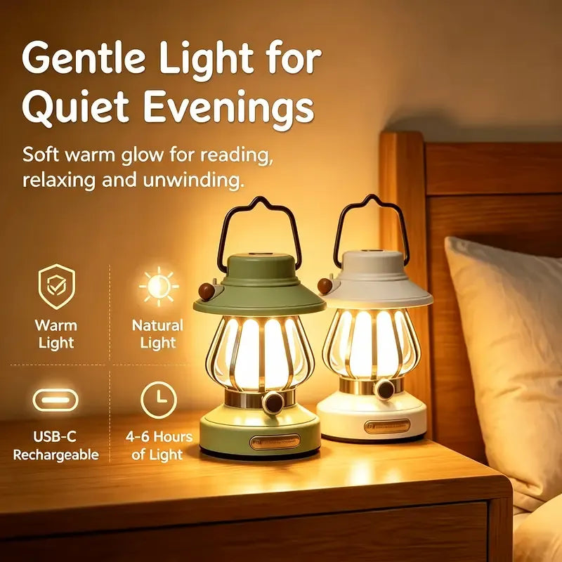 Cute Snail Retro Camping Light, 3 Color Temperatures Stepless Dimming Touch Control, USB Rechargeable Eye-Caring, Portable Night Light for Bedroom Dorm Office (White)