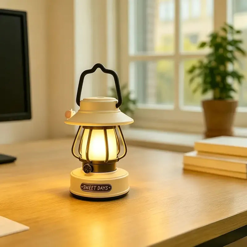 Cute Snail Retro Camping Light, 3 Color Temperatures Stepless Dimming Touch Control, USB Rechargeable Eye-Caring, Portable Night Light for Bedroom Dorm Office (White)