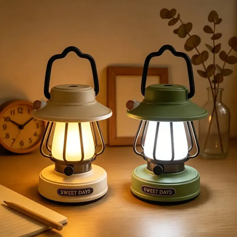 Cute Snail Retro Camping Light, 3 Color Temperatures Stepless Dimming Touch Control, USB Rechargeable Eye-Caring, Portable Night Light for Bedroom Dorm Office (White)