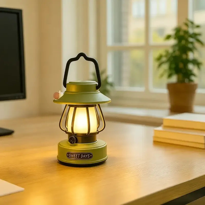 Cute Snail Retro Camping Light, 3 Color Temperatures Stepless Dimming Touch Control, USB Rechargeable Eye-Caring, Portable Night Light for Bedroom Dorm Office (White)
