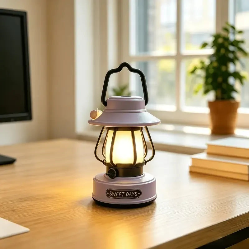 Cute Snail Retro Camping Light, 3 Color Temperatures Stepless Dimming Touch Control, USB Rechargeable Eye-Caring, Portable Night Light for Bedroom Dorm Office (White)