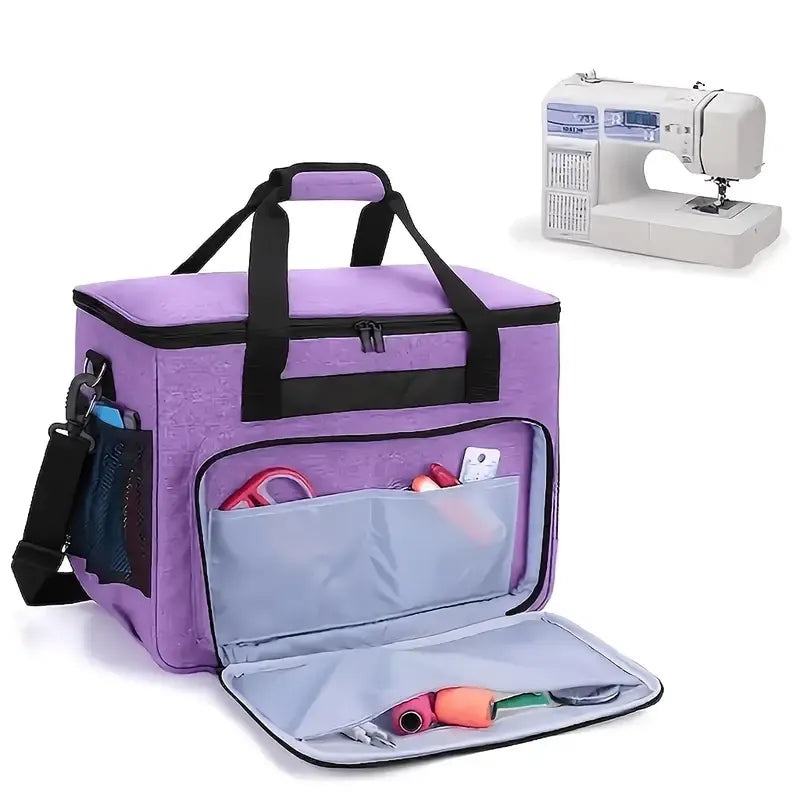 Oxford Cloth Sewing Machine Bag, Portable Carry Case with Shoulder Strap, Multi-Functional Storage Tote for Accessories & Trave/grey