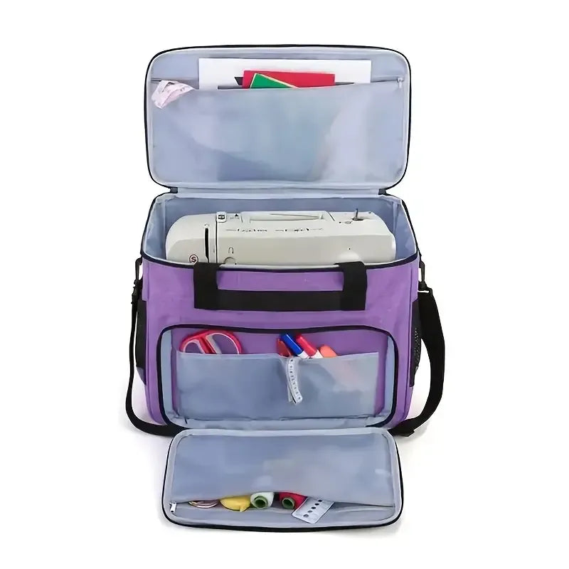 Oxford Cloth Sewing Machine Bag, Portable Carry Case with Shoulder Strap, Multi-Functional Storage Tote for Accessories & Trave/grey