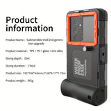 15m Waterproof Phone Case for Diving & Surfing - 1 Hour Underwater Shooting, Dual Seal, Zinc Alloy Buckle, Fits iPhone Samsung Xiaomi up to 6.9 Inch(BLACK+BLUE) - Top-Down View