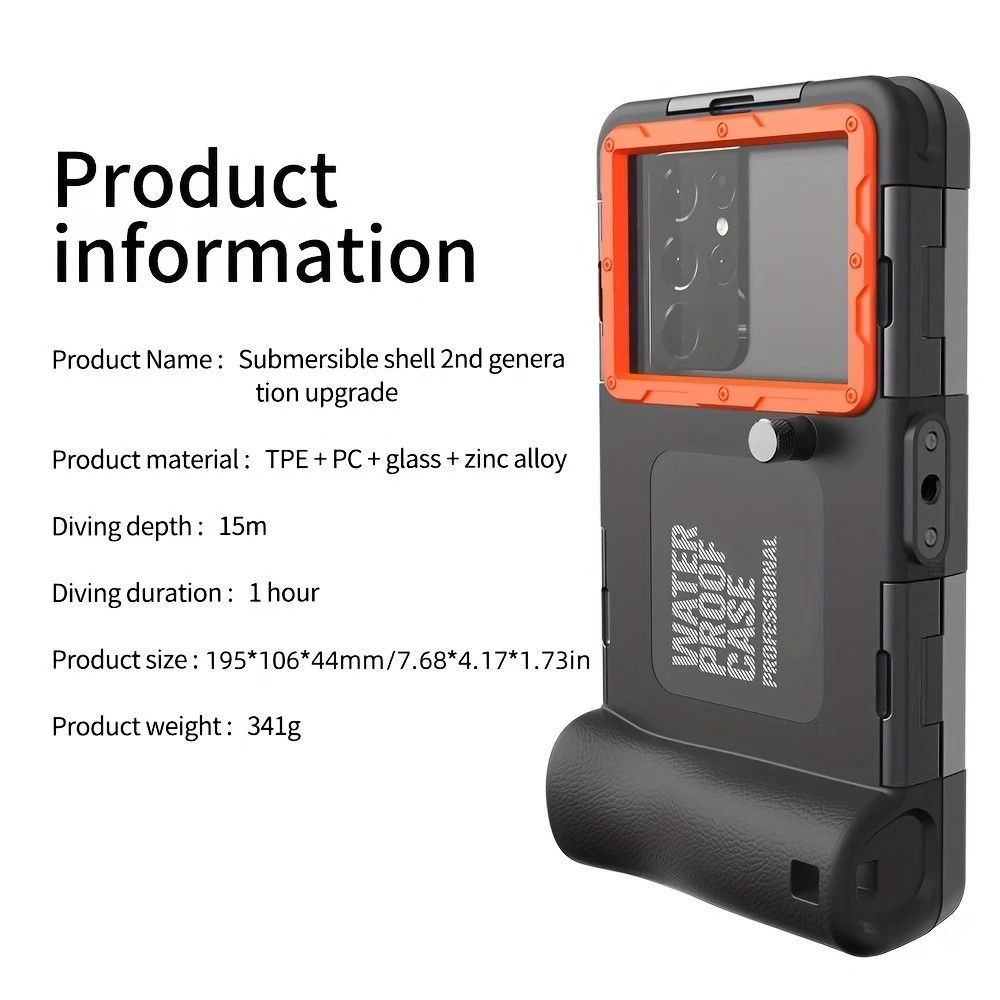15m Waterproof Phone Case for Diving & Surfing - 1 Hour Underwater Shooting, Dual Seal, Zinc Alloy Buckle, Fits iPhone Samsung Xiaomi up to 6.9 Inch(black+green)