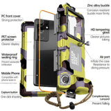 15m Waterproof Phone Case for Diving & Surfing - 1 Hour Underwater Shooting, Dual Seal, Zinc Alloy Buckle, Fits iPhone Samsung Xiaomi up to 6.9 Inch(Camouflage yellow+black)
