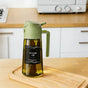 Dark Glass Light-Blocking Oil Dispenser, Dual-Use Press Spray & Pour, Kitchen Oil Control & Freshness./GREEN