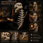 Dinosaur Spine Skeleton Plush Hat – 1-Meter 3D Design, Soft & Comfortable, Party Fun Photo-Ready Prop. (GREY)