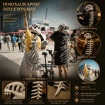 Dinosaur Spine Skeleton Plush Hat – 1-Meter 3D Design, Soft & Comfortable, Party Fun Photo-Ready Prop. (GREY)