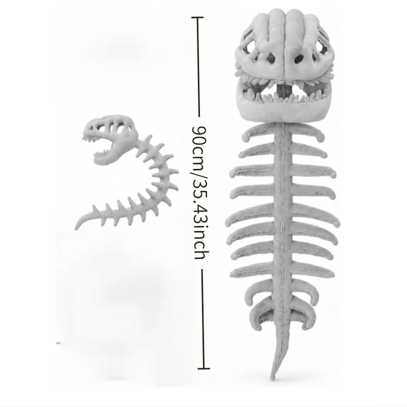 Dinosaur Spine Skeleton Plush Hat – 1-Meter 3D Design, Soft & Comfortable, Party Fun Photo-Ready Prop. (GREY)