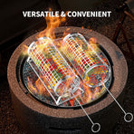 Stainless Steel Rolling BBQ Basket | Dual-Use Grill Cage for Camping