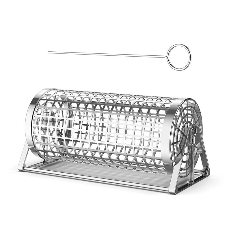 Stainless Steel Rolling BBQ Basket | Dual-Use Grill Cage for Camping